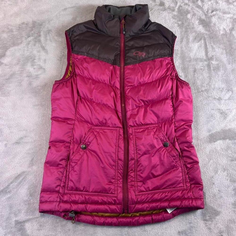 Outdoor Research Transcendent 650 Goose Down Vest Women’s XS Pink Brown Puffer